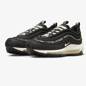 Nike Air Max 97 Next Nature Black Purple Tropical Floral Accent Sneakers sz 6